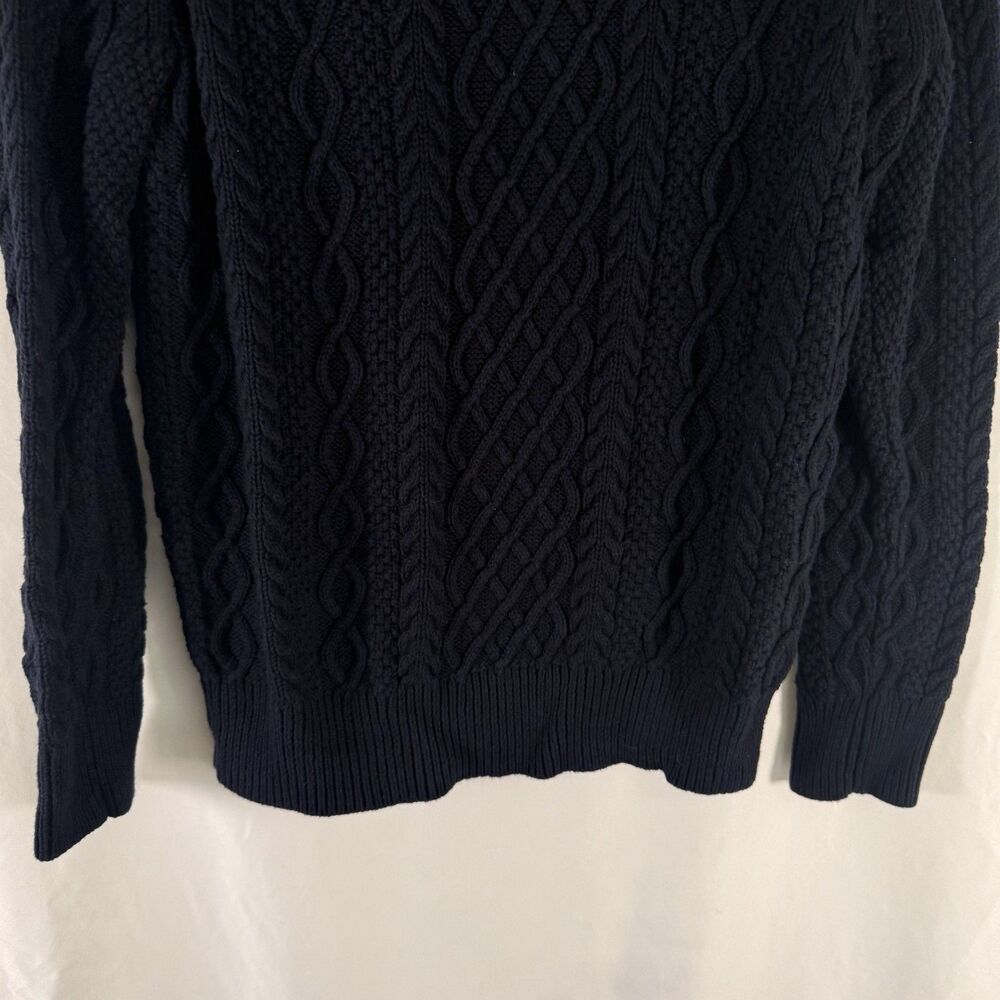 J. Crew Cable Knit Sweater Women's Medium Navy Blue Crewneck Long Sleeve Pullove - Picture 4 of 10